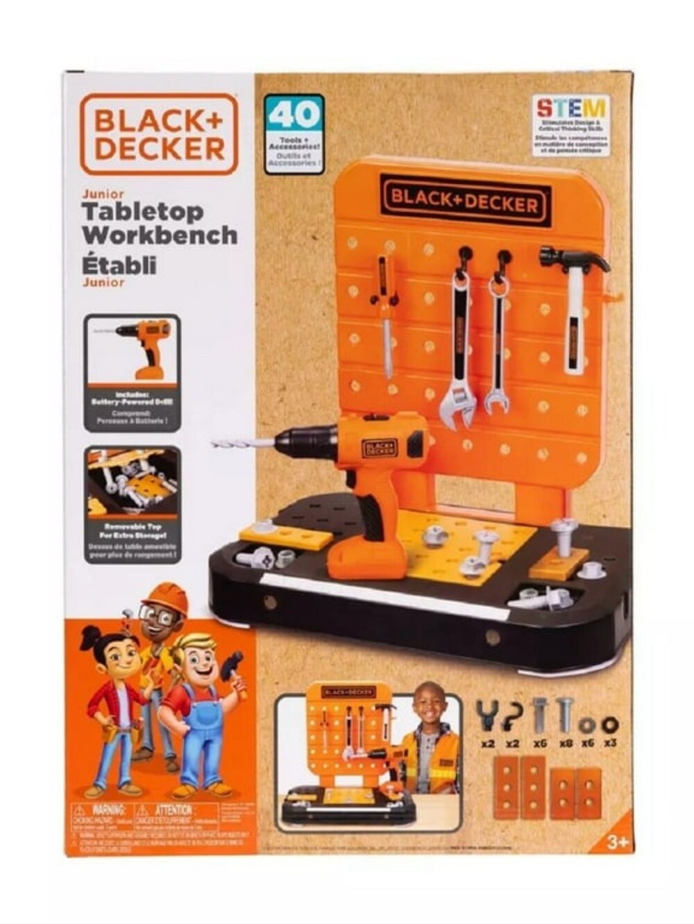 Black & Decker Orange and Black Junior Tabletop Workbench Playset